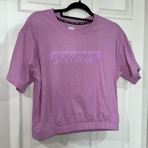 DKNY Sport Lilac elastic cropped short sleeve t-shirt, size Medium